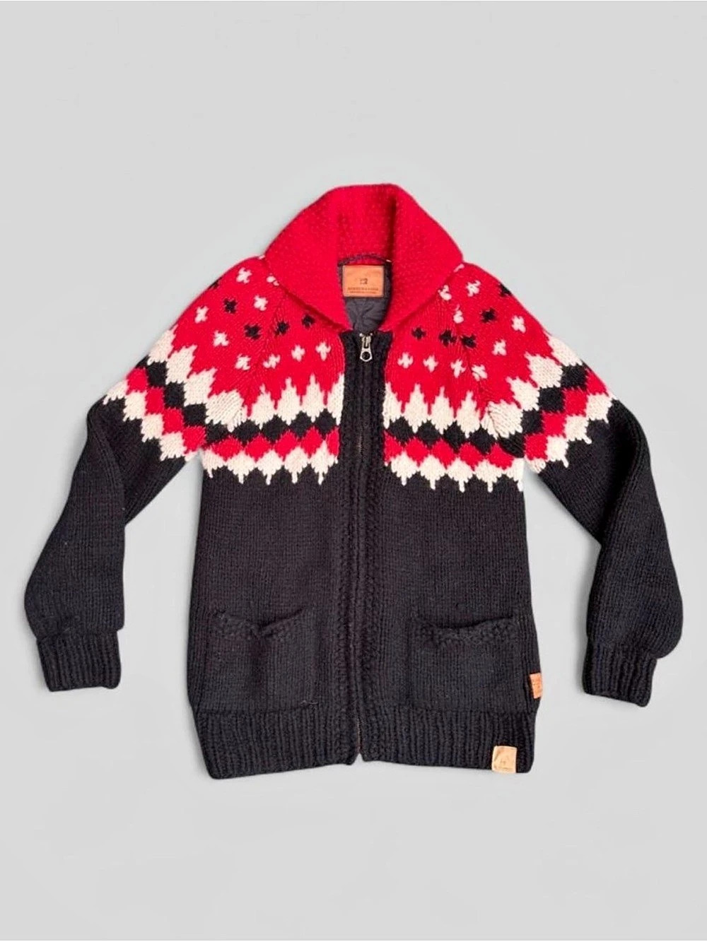 Scotch & Soda Amsterdam Couture Chunky Knit Fair Isle Zip Cardigan Sweater - L